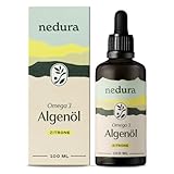 nedura® Omega 3 Algenöl mit Zitronenöl - Natürliches DHA & EPA - Laborgeprüft, vegan - 100ml