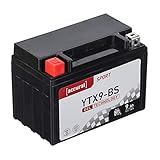 Accurat Motorradbatterie YTX9-BS - 12V, 9Ah, 130A, zyklenfest, wartungsfrei, Gel - Starterbatterie, Batterie in Erstausrüsterqualität für Rasentraktor, Roller, Motorrad, Quad