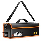 HENMI Ebike Akku Tasche, 1000 °C Feuerfest Zum Sicheren Lagern, Transportieren, Laden, Akku Tasche mit Metallschnalle 41 x 13 x 12 cm