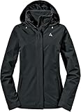 Schöffel Damen Jacket Gmund L, wind- und wasserdichte Regenjacke, atmungsaktive Outdoor Jacke, Wanderjacke mit verstaubarer Kapuze, black, 40