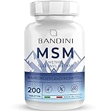 BANDINI® MSM - 200 Tabletten - 2000 mg Methylsulfonylmethan (MSM) Pulver + Vitamin C pro Tagesdosis (2 Tabletten) - ohne Magnesiumstearat, hochdosiert und hergestellt in Italien