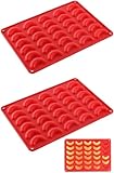 30 Mulden Vanillekipferl Form Silikonform, Vanillekipferl Backform Silikon, Vanillekipferl Backblech, Kuchenformen Zum Backen, Croissant Backform, Kuchenformen, Schokoladenformen Mit 30 Mulden (2Pcs)