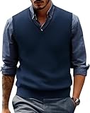 Herren Pullunder Strickweste mit V Ausschnitt Casual Ärmellos Knit XXL Dunkelblau 508A23-4