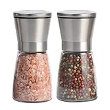 Salz und Pfeffermühle Gewürzmühle 2er Set mit einstellbarem Keramikmahlwerk - Pfeffermühle Edelstahl Salzmühle Pfeffermühle Salz Pfeffer Mühle (180 ml)