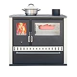 ALAZ GTM Kaminofen Holzofen 15 kW – Elfenbeinweiß – Dauerbrandofen mit Kochfunktion – Kaminheizung Holzofen für Haus oder Hütte