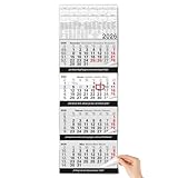 TOBJA 4 Monatskalender 2026 Wandkalender mit Schieber und verstärkter Aufhängung – Übersichtlicher Kalender 2026 Wandkalender für Büro und Zuhause, 96 x 33 cm