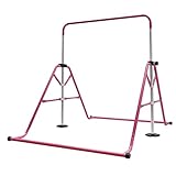 Turnreck Gymnastik Kinder | Turnstange Garten Kinder | Garten Reck Reckanlage Indoor Horizontale Training Bar Trainingsgeräte Outdoor Fitness | Höhenverstellbar | Einfach zu Falten | EU Stock (Rosa)