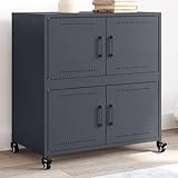 Youuihom Sideboard Anthrazit 68,5x39x72 cm Stahl Barschrank Schuhschrank Vitrine Sideboard Wohnzimmer für Küche Flur Schlafzimmer Wohnzimmer
