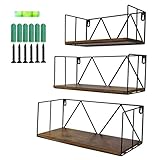 EYMPEU Wandregal 3er Set, Wandregal Holz mit Metall, geeignet für Küchen Bäder Wohnräume Büro