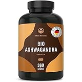 Bio Ashwagandha - 360 Kapseln (BIG PACK) - Hochdosierte 2600mg pro Tag (90 Tage) - 650mg pro Kapsel - indische Bio Schlafbeere - Vegan, Laborgeprüft, Deutsche Produktion - TRUE NATURE