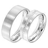 Viventy Verlobungsring Paar 925 Silber Diamanten inklusive Wunsch-Gravur 8065 Damenring 50 & Herrenring 60