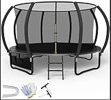 Flamaker Trampolin Outdoor, Ø 366/427cm Gartentrampolin mit Netz, TÜV Rheinland GS-Zertifikat, Bodenanker, Stabile Rahmenkonstruktion, Wetterfest und rostfrei, Trampolin Outdoor Kinder & Erwachsene