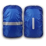 CALLYSONIC 2 Stück Regenschutz Schulranzen mit Reflexstreifen (20L), Regenschutz Rucksack, Regenhülle Rucksack für Wandern Camping Radfahren oder Anderen Outdoor Aktivitäten (Blau) (L-1)