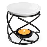 WD&CD Metal Ceramic Candle Aroma Burner Oil Burner Home Decoration Iron Aromatherapy Lamp Candle Löffel Aroma Diffuser Schwarz 06