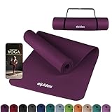 ALPIDEX Yogamatte 183 x 60 x 0.8 cm Phthalatfreie Fitness Matte E-Book Tragegurt rutschfest Gymnastik Turnen Pilates Sport Physio HIIT Yoga Trainingsmatte Isomatte Hautfreundlich, Berry