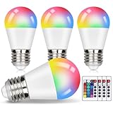 muyuua LED RGB Dimmbar Lampe mit Fernbedienung - 4er Pack E27 Warmweiß Glühbirne 4W 3000K Leuchtmittel 16 Farbe 4 Dynamic Modes für KTV Party Bar