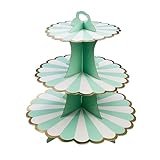 Tsnamay Cupcake-Ständer aus Pappe, 32,5 cm, 1 Set, Tortenständer, Serviertablett, Cupcake-Turm-Set für Hochzeit, Babyparty, Geburtstagsparty, Dekoration, Grün