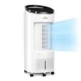 Klarstein Luftkühler mit Wasserkühlung, 4-in-1 Verdunstungskühler, Luftbefeuchter, Ventilator & Luftreiniger, Mobile Klimageräte, Luftkühler mit App-Steuerung & Nachtmodus, Leiser Air Cooler