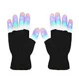 Vicloon LED Handschuhe, 3 Farben ＆ 6 Modi Leuchtende Handschuh, Flashing LED Handschuhe Kinder für Halloween Weihnacht Karneval Party Clubs Disco Festivals - Weiß & Schwarz