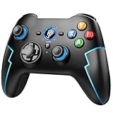 EasySMX Wireless PC Controller, Controller PC Bluetooth mit Hall-Trigger & Dual Vibration & Turbo Funktion, kompatibel mit PC/ PS3/ Switch/Handy– Blau