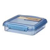 Sistema Ocean Bound Sandwichbox aus Kunststoff, 450 ml, Lebensmittelbehälter und Lunchbox, BPA-frei, aus recyceltem Kunststoff, Blaugrün oder Blau (Farbe nicht wählbar), 1 Stück