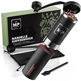 Kaffeemühle manuell mit Kegelmahlwerk I verstellbarer Mahlgrad - Edelstahl Coffee Grinder mit Pinsel I Hochwertige Kaffeemühle Hand - Handkaffeemühle