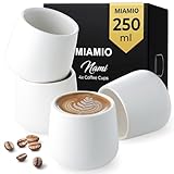 MIAMIO - Keramik Tassen 4er Set (250 ml) / Tassen aus Keramik ohne Henkel/Kaffeebecher, Kaffeetassen, Cappuccino Tassen (Weiß)