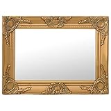 CIADAZ Wandspiegel im Barock-Stil 60 x 40 cm Golden, Wall Mirror, Spiegel Schlafzimmer, Garderobenspiegel, Spiegel Schmal, Badspiegel, Kosmetikspiegel, Dekorative Spiegel