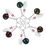 HO-SFSM 6 Stück Mini Bowling Schlüsselanhänger, Bowling Pins Kugel Schlüsselanhänger, Bowling Mitgebsel Schlüsselbund, für Freunde Kinder Familie