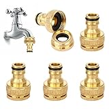 Jubaopen 5 Stück Messing Schlauchanschluss Hahnverbinder Anschluss Innengewinde Wasserhahn Adapter 1/2 und 3/4 Außengewinde Messing Gartenschlauch