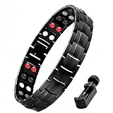 Flintronic Magnetarmband, Titanium Power Magnetic Bracelet für Arthritis Verschluss, Magnetische Armbänder Herren, 4 Element Therapie Armband Doppel Starker Magnet mit Entfernen Werkzeug