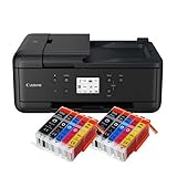 IC-Office TR7650 Farbtintenstrahl Multifunktionsdrucker 4-in-1 (Drucken, Kopieren, Scannen, Faxen, ADF, WLAN, AirPrint) schwarz + 10 XXL Tintenpatronen