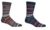 Leo Design Norwegische Wollsocken für Damen, gestrickt, Nordic Hygge Crew, weich, warm, thermisch, mehrfarbig, 2 Paar, Paket 1, 37-39.5 EU