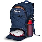 Spalding Basketballrucksack Sporttasche, Navy Rucksack mit Ball- und Schuhfach, passend für Sportausrüstung, Geschenke für Basketballspieler, Navy