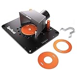 SpeTool Aluminium Router Tisch Einsatzplatte Router Plate Kit mit Einstellbarem Staubsammelsystem Vorgebohrte Oberfräsenplatte Kompatibel mit verschiedenen Oberfräsen