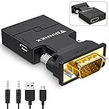 FOINNEX VGA auf HDMI Adapter mit Audio, Alter PC zu TV/Monitor mit HDMI Converter, 1080P Konverter Wandler für Computer, Beamer, Laptop, PC, Monitor, Projector, HDTV