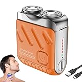 Bccnerty Shaver, Bccnerty Mini-Rasierer, Tragbarer 360°-Drehkopf Doppelring Elektrorasierer, USB-aufladbar Taschenrasierer, Ipx7 Wasserdicht Bartrasierer für Männer (Orange)
