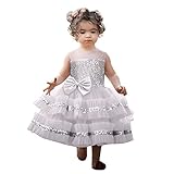 HolAngela Kleider für Mädchen Festlich Paillette Bowknot Tüll Festzug Kleid Weihnachten Xmas Party Prinzessin Hochzeitskleid(6 Monate-4 Jahre)