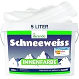 derendo Schneeweiss wandfarbe weiß hohe deckkraft 5l innenfarbe weiß matt wandfarbe ausbessern Testsieger wände streichen ohne tropfen hochdeckend innen wandfarbe weiss 5 Liter