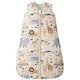Unnivoll Schlafsack Baby Winter 2,5 Tog Baby Schlafsack 0-6 Monate Baumwolle Babyschlafsack Neugeborene Winterschlafsack Baby Warm und Weich 67 cm für Jungen Mädchen Aprikose Zebra