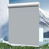 Sonnenschutz Verdunkelungsrollos,Schnurlose Sonnenschutzrollos,Thermorollo,Sichtschutz Jalousien Vorhänge,Einziehbare Fenster Rollläden,Grau, W×H-100×60cm(39 * 24in)