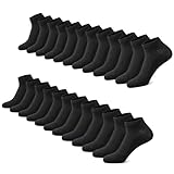 FALARY Sneaker Socken Herren Damen 12 Paar Kurze Halbsocken Baumwolle-Schwarz-43-46