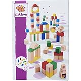 Eichhorn – 75 Bunte und naturfarbene Holzbausteine, fördert Feinmotorik und Konzentration, pro Stein 25mm groß, aus 100% FSC zertifiziertem Buchenholz, ab 1 Jahr