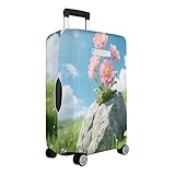 Mateju Kofferschutzhülle Elastisch Kofferhülle mit Taschen, 3D-Steinblumen-Druck Gepäck Cover Reisekoffer Hülle Trolley Case Schutzhülle Luggage Cover Waschbare Staubdichte (Rosa Blüten,S)