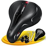 SPGOOD Fahrradsattel, Bequem Weich Memory Foam Ergonomisch Stoßdämpfend Atmungsaktiv Fahrrad Sattel, Wasserdicht mit überzug und Kloben Rennrad City MTB Fahrradsitz für Damen Herren 25 * 21cm