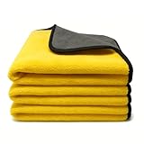 Kemes Mikrofasertücher Auto Trockentuch 3 Stück 500 GSM | 4-Fach Saugstark Poliertuch Autowäsche Autopflege und Haushalt Microfasertuch zum Polieren | 30x30 cm