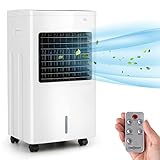 OneConcept Luftkühler mit Wasserkühlung, 3-in-1 Raumkühler, Luftbefeuchter & Ventilator, Mobile Klimageräte, Luftkühler mit 4 Kühlakkus, 3 Modi & Timer, 75 W Air Cooler mit 400 m³/h Luftstrom