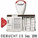 Trodat 1117 Classic Datums- und Wortbandstempel, Monat abgekürzt, Abdruckgröße 6 x 56 mm, Abdruckfarbe schwarz