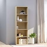 AJSEOYBS Setzstufe mit Nivelliereinrichtung,Mobiles BüCherregalbüCherregal 5 FäCher Sonoma-Eiche 60x30x189 cm Holzwerkstoffgeeignet FüR Wohnzimmer, Schlafzimmer, Arbeitszimmer, Korridor