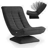 Juskys Relaxsessel Korsika - Ergonomisch & 360° drehbar, klappbar mit 5-lagiger Polsterung - Gemütlicher Cord Sessel für Wohnzimmer - Grau